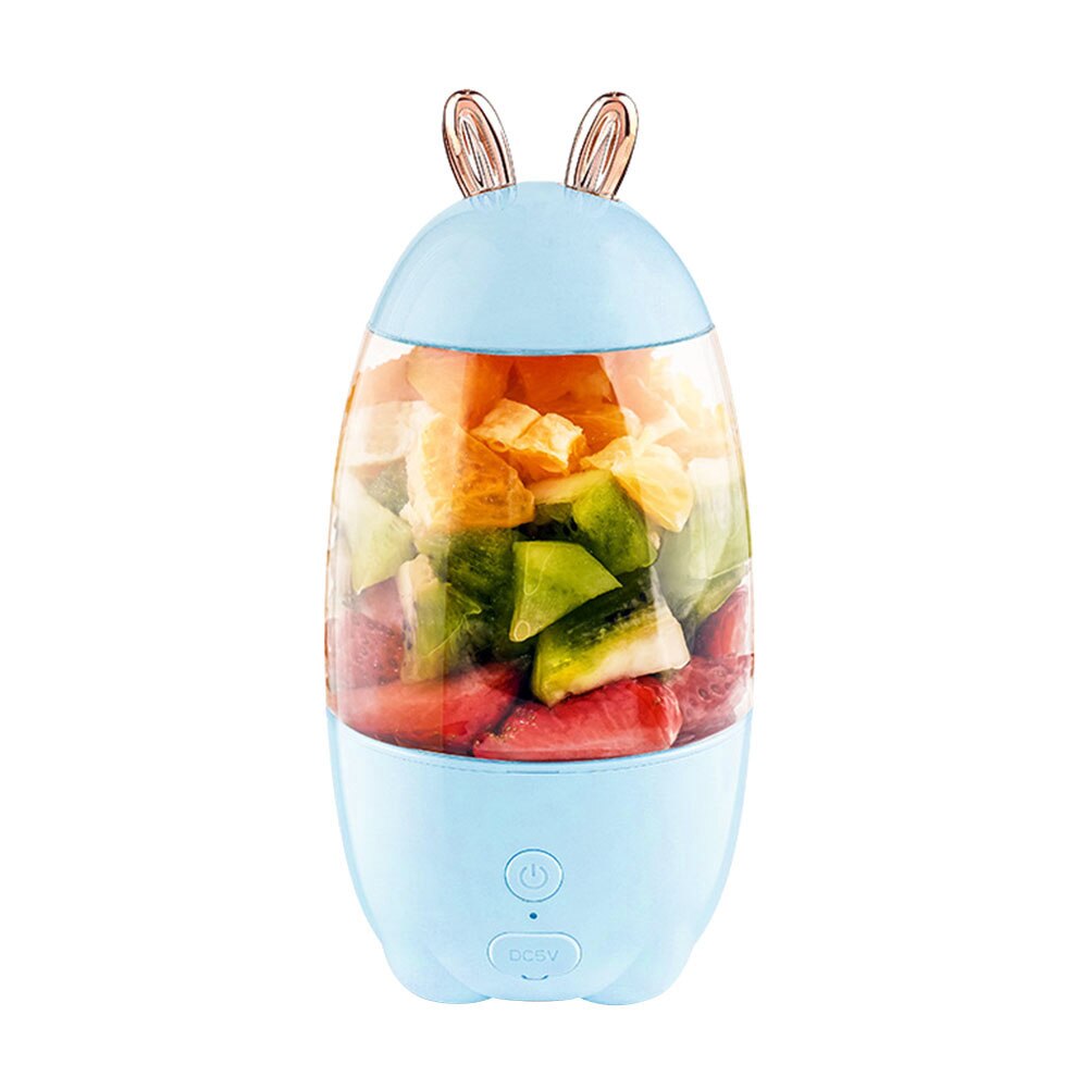 Lovely Rabbit Household Portable USB Rechargeable Juicer Cup Fruit Blender Mixer Portable mini size Fruit Juicer: Blue