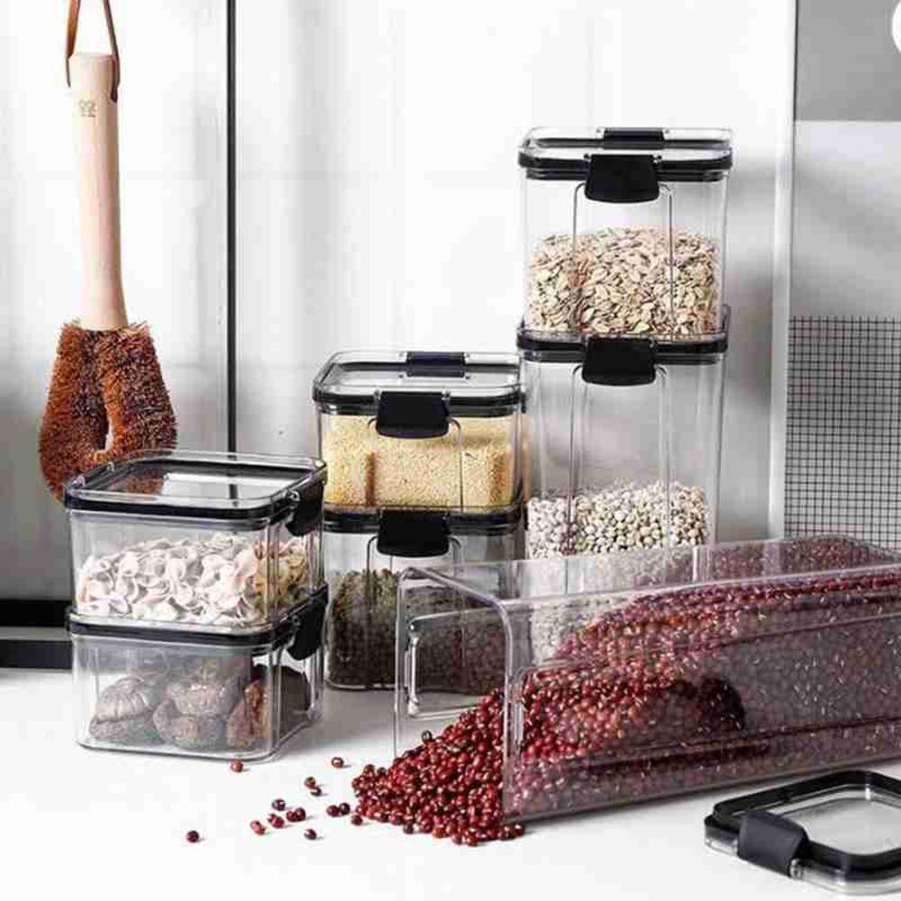 Square Sealed PET Jars Kitchen Storage Big Capacity Coffee Bean Storage Can Glass Jar With Lid Food Container Organizer Bottle