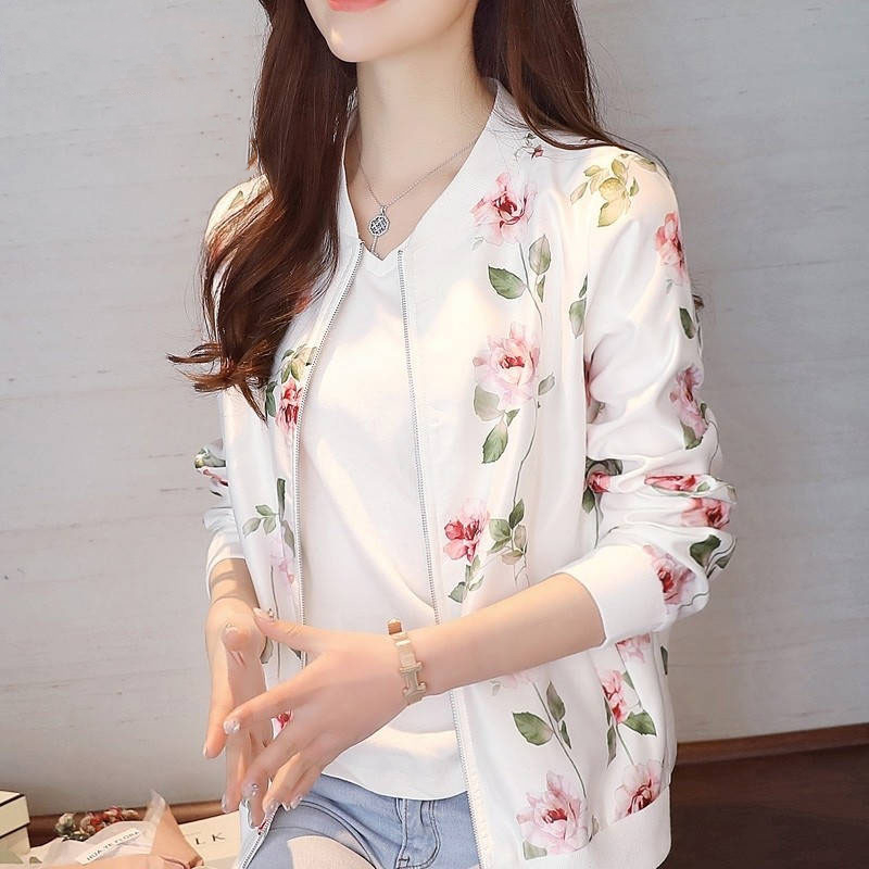 Blouson imprimé Bomber pour femme, à manches longues, manteaux simples, fins et fins, taille Plue, nouvelle été