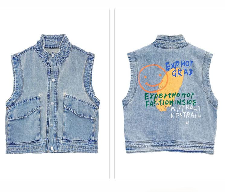 Chaleco vaquero con estampado de dibujos animados para niñas, para chicas adolescentes de 8 a 10 años