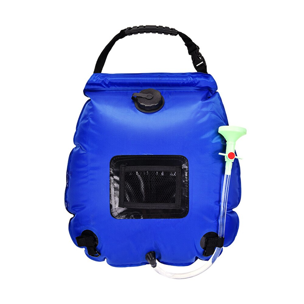 20L Camping Douche Bag Outdoor Douche Water Bag Solar Verwarming Draagbare Opvouwbare Reizen Klimmen Hydratatie Baden Douchekop: Upgrade Blue