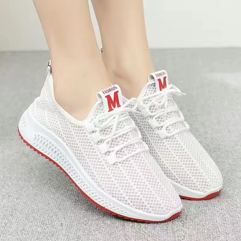 Scarpe in rete traspirante, vecchie scarpe di stoffa di Pechino, scarpe in rete scavate, scarpe singole casual leggere e con suola morbida: WHITE / 37