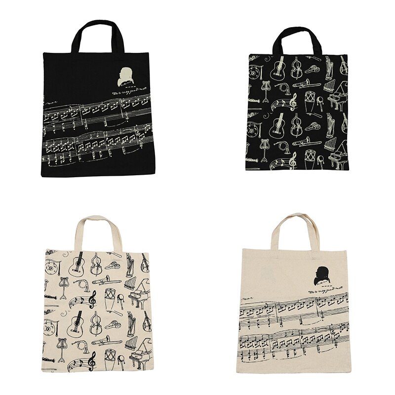 Musik Punktzahl Baumwolle Handtasche Musical Elemente Hinweis Tote Tasche Instrumente Zubehör