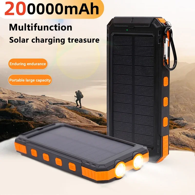 200000 mAh Solar- Energie Bank draussen Tragbare Ladegerät Wasserdichte Externe Batterie Dual USB Ladung Powerbank LED Licht Neue
