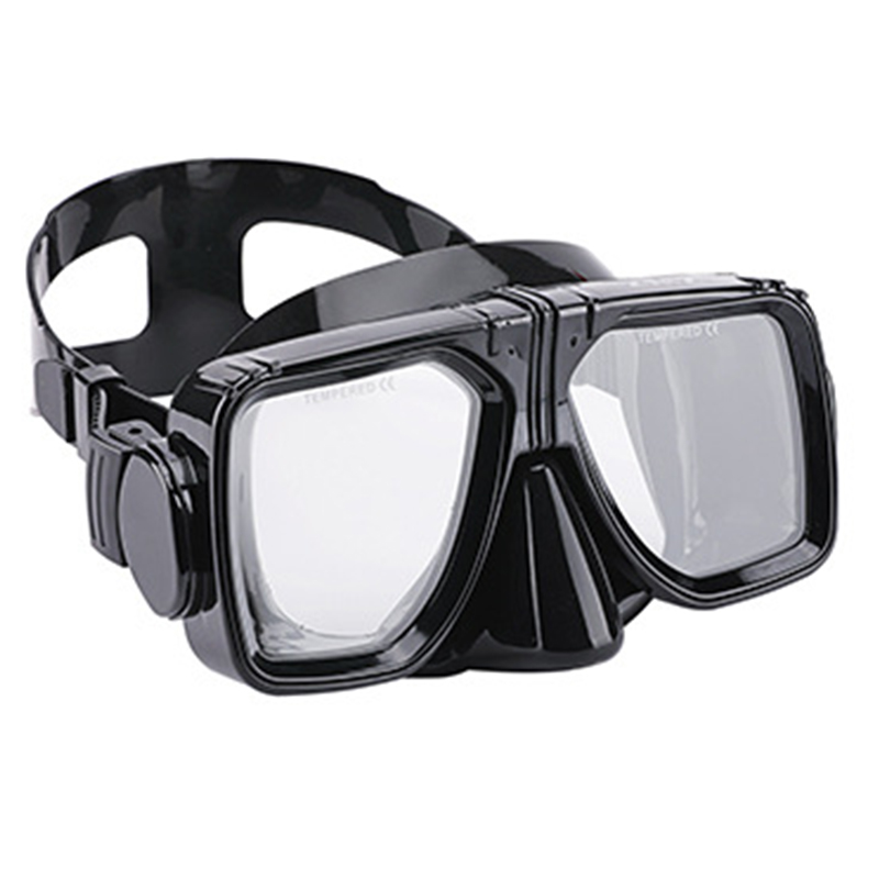 Duiken Masker Zwart Onderwater Duikbril Freediving Goggles Gehard Bril Antifog Met Verstelbare Riem: Black M150