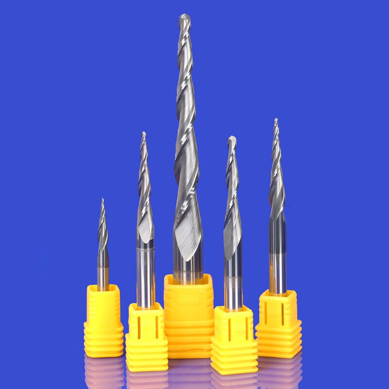 1pc HRC55 D3.175-D6mm Tapered Ball Nose End Mill Tungsten Solid Carbide Coated Tapered Cone Cnc Milling Cutter