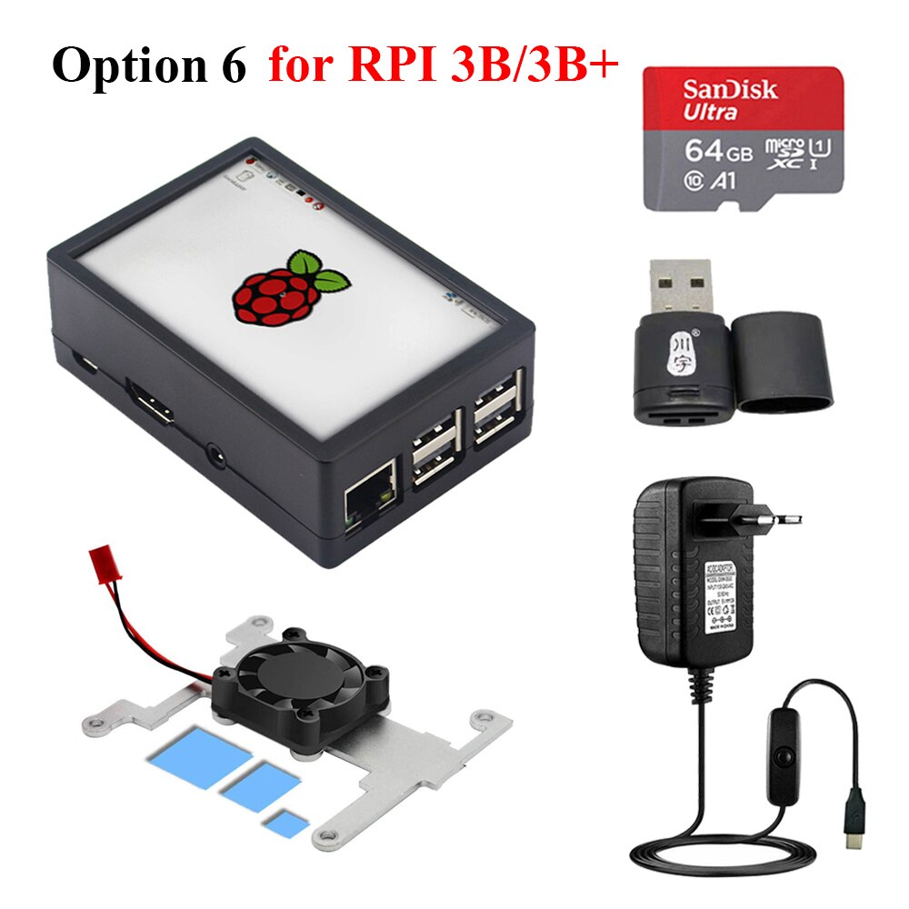 Raspberry Pi 4 Model B 3.5 inch Touch Screen 480*320 MHS FPS 50+ Display LCD With Cooling Fan For Raspberry Pi 4B 3B 3 B+: Option 6