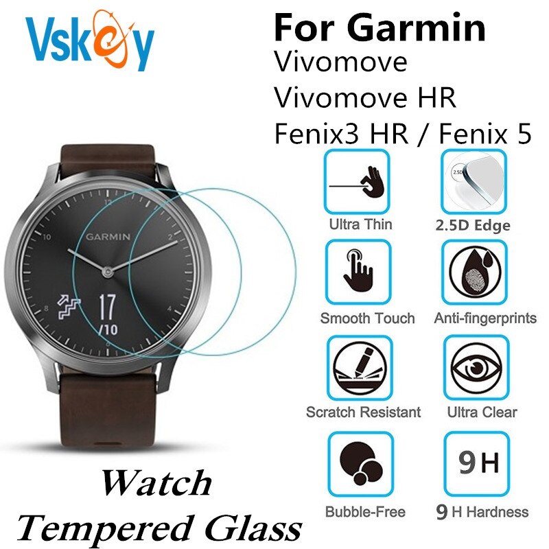 100 PCS Gehard Glas Voor Garmin Vivomove Fenix 3 HR Fenix 5 Ronde Smart Horloge Beschermende Film Screen Protector