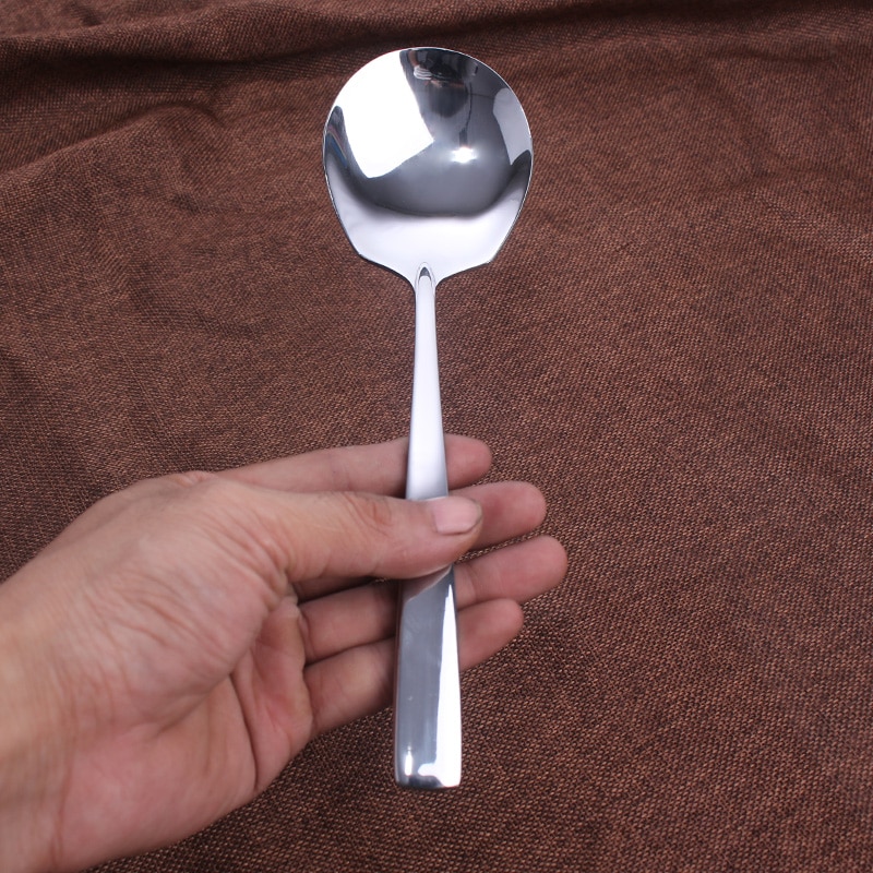 8.5'' Stainless steel Dinner Spoon Large Buffet Serving Spoon Thickness Round Soup Rice Western Restaurant Bar Cafe Public Spoon