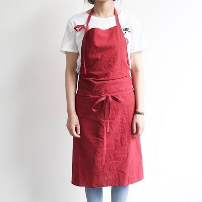 Aprons Simple Washed Cotton Korean Style Uniform Unisex Adult Aprons for Woman Men's Male Lady's Kitchen Cooking Pinafores