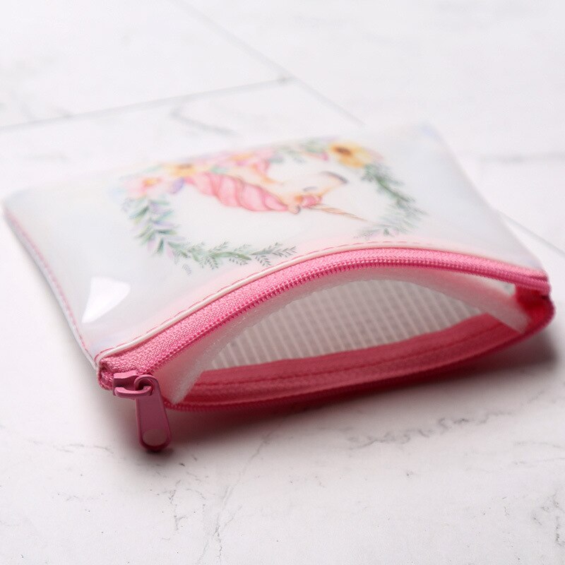 12*9cm Children's Coin Purse Cartoon Unicorn Printing Zipper Wallet For Key Change PVC Mini Waterproof Clutch