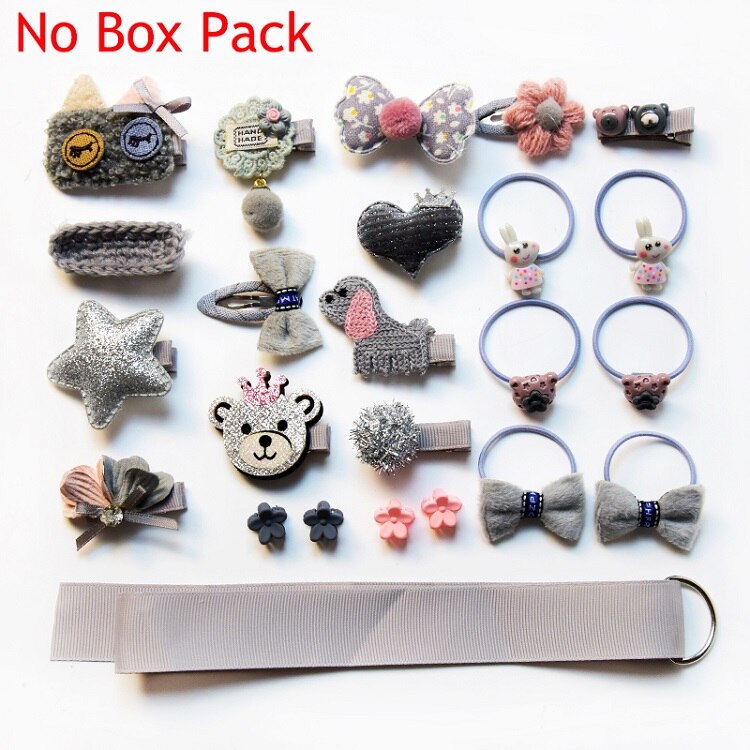 18/24 Stks/set Baby Haar Clips Haarband Bows Baby Girl Haaraccessoires Hoofdband Meisjes Chiffon Cartoon Haarspeldjes Elastische Haar band