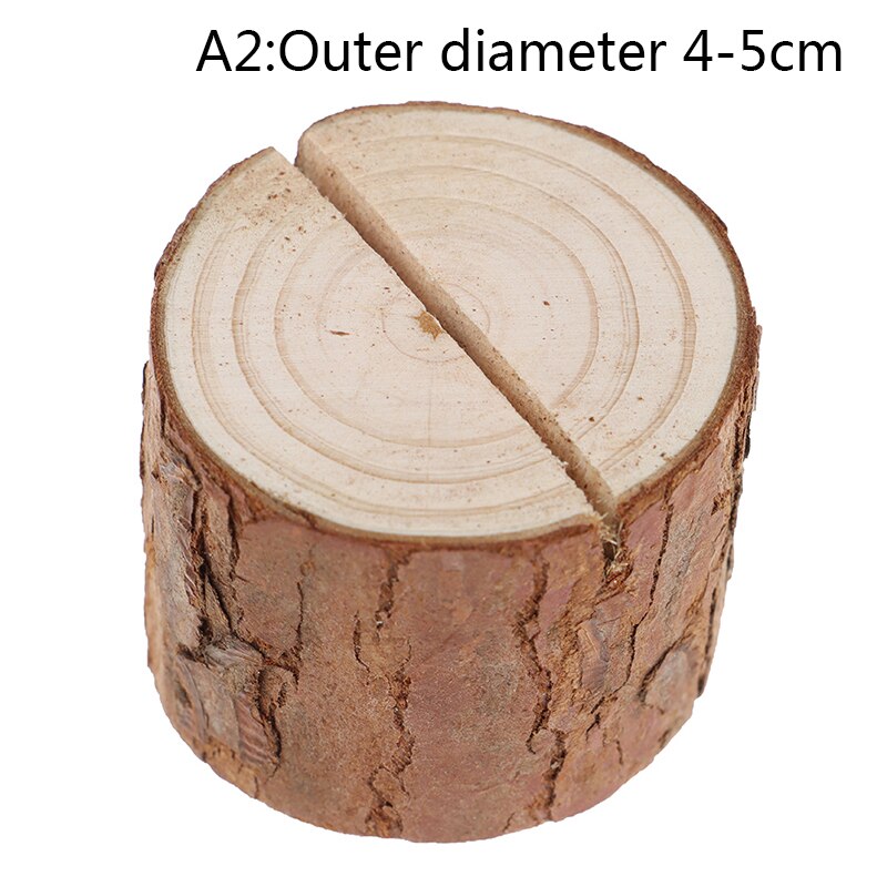 5PCS Wooden Bark Memo Holder Memo Stand Wedding Party Table Decor Natural Woode Pile Name Place Card Photo Holders: Silver