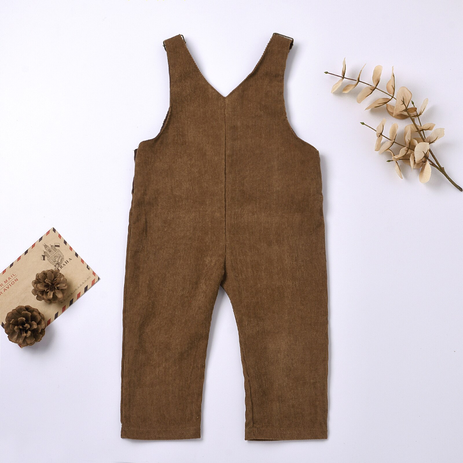 Peuters baby bretels broek romper corduroy jumpsuit herfst mouwloos zijzak patch kleur kinderen overalls knopen kleding