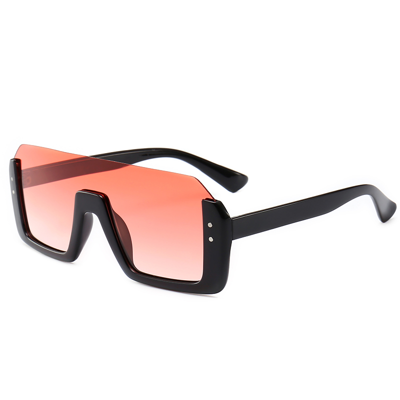 Beroemde Zonnebrillen Vrouwen Roze Spiegel Zonnebril Een Stukken Half Frame Rechthoek Sunnies UV400 Oculos Feminino: Black Pink