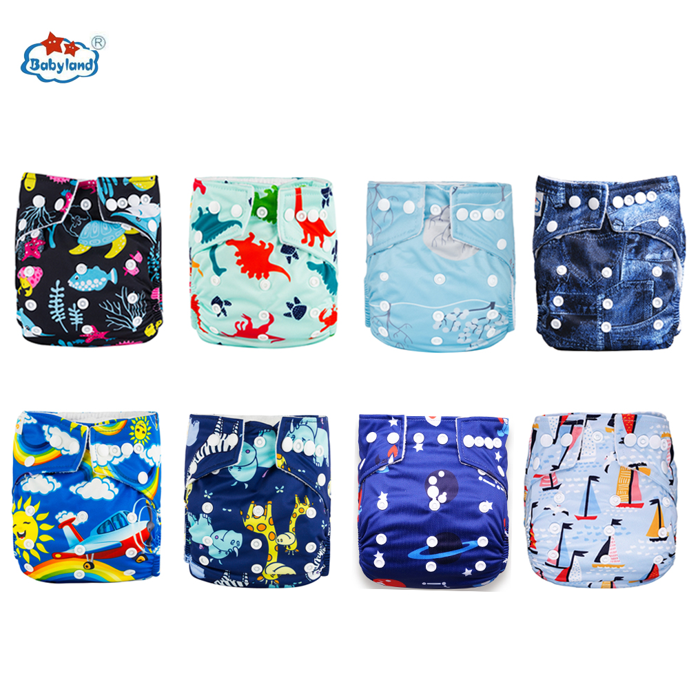 Babyland Umweltfreundliche Baby Tuch Windeln 8 teile/los Baby Windel Drucke Mehrweg Tasche Windel Für Baby 0-2 jahre/3-15KG: Boy D 8pcs