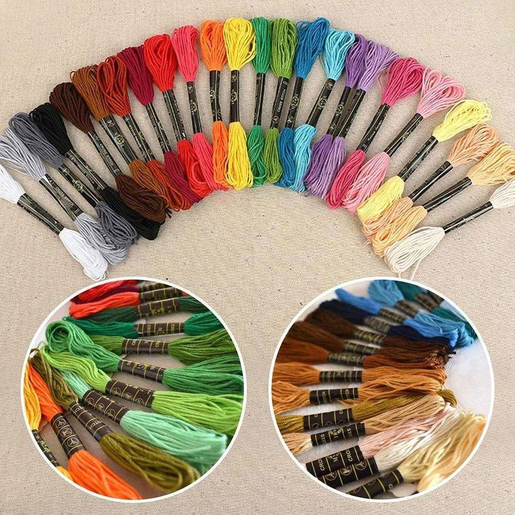 100 Colors Embroidery Thread Cross Stitch Floss Kit Crafts Cotton Sewing Rainbow Skein DIY Threads Embroidery Y8V6
