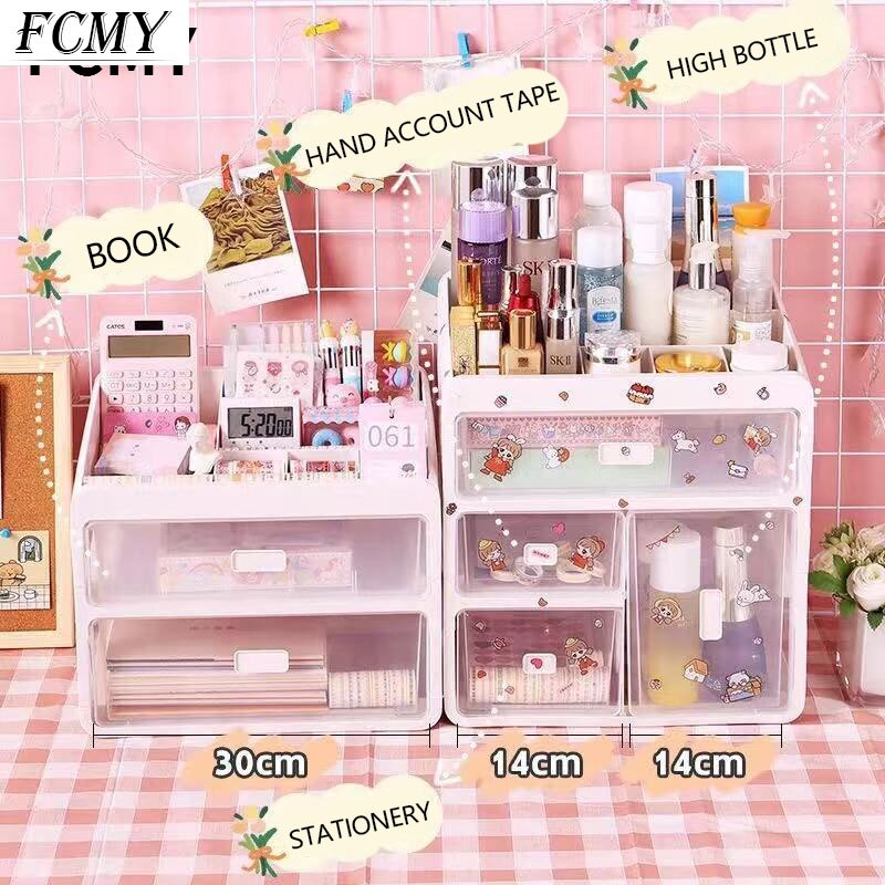 Ins Desktop Storage Box Drawer Shelf Storage Box Container Rack Holder Organizer Cosmetic Stationery Kawaii Desk Rack 2022