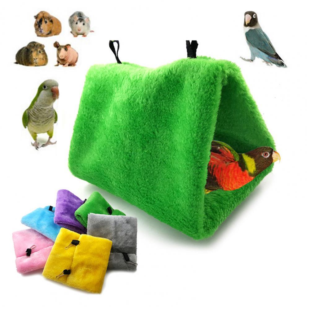 Multiple Colour Bird Parrot Triangle Shape Cage House Hanging Nest Bed Hammock Warm Pet Plush Foldable Hanging Safety Supplies