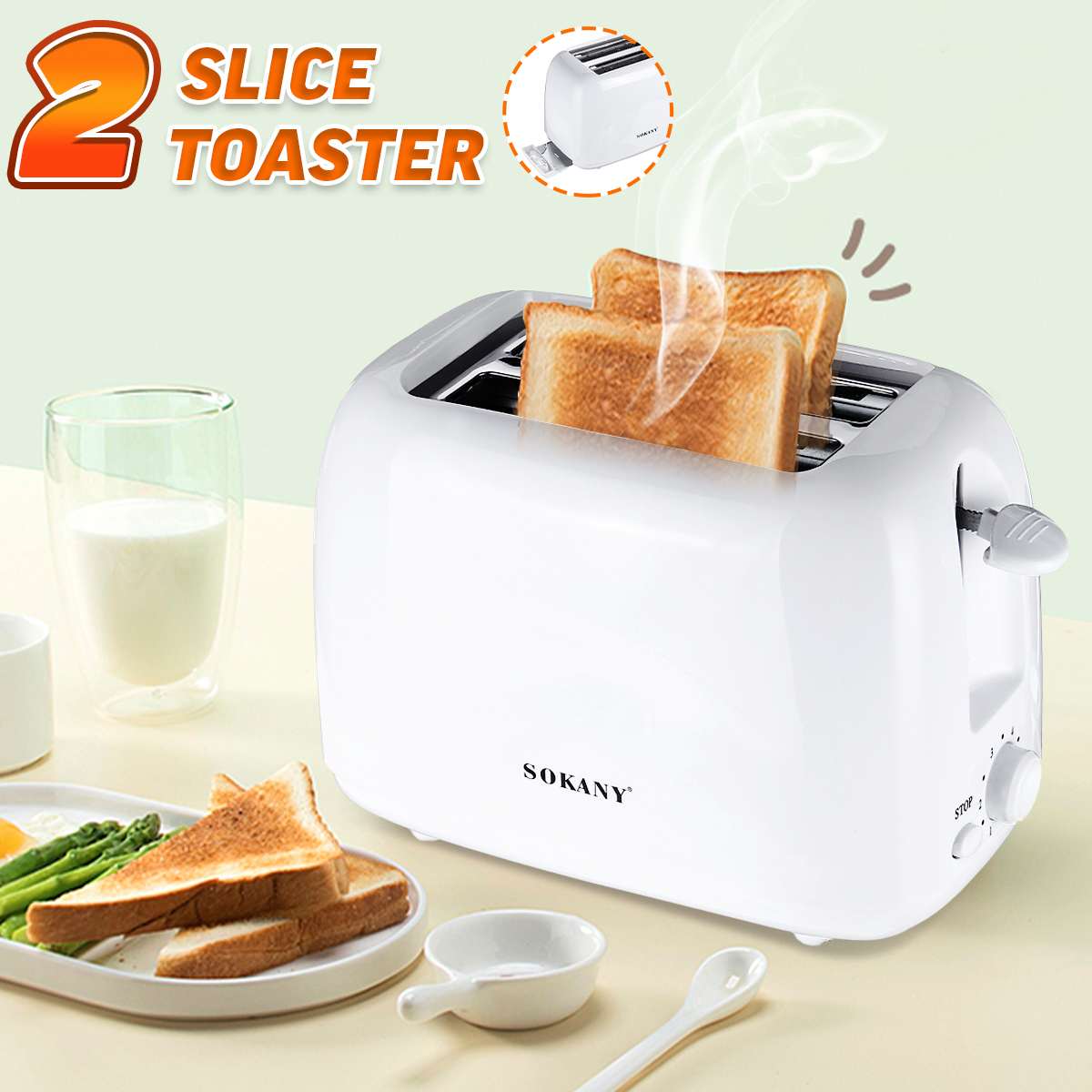 Automatic Toaster 2-Slice Breakfast Sandwich Maker Machine 700W 220-240V 6-speed Baking Cooking Appliances Home Office Toasters