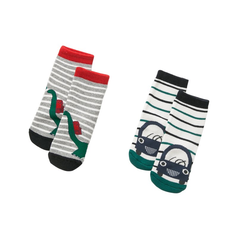 DB11951 dave bella herfst winter baby boy print sok kinderen leuke sokken 2 stuks: dinosaur car / 2-3T