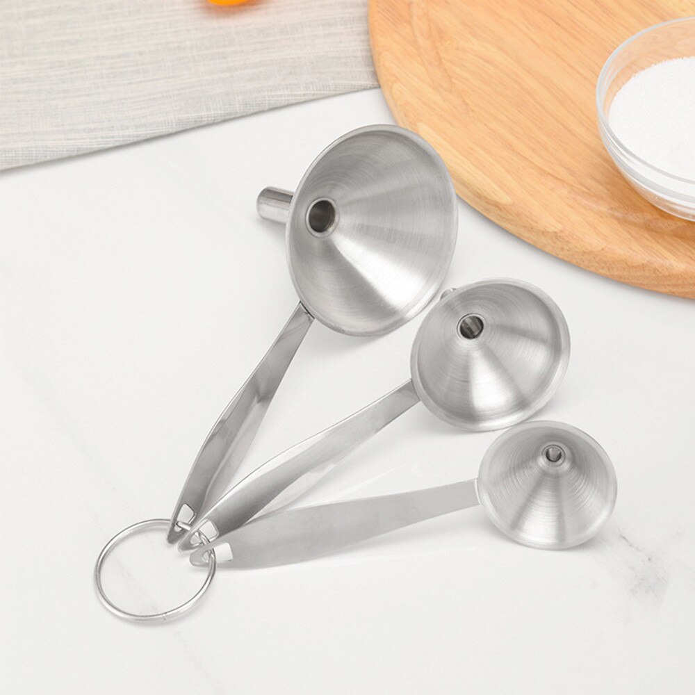 3 Pc Rvs Trechters Set 3 Pc Inblikken Afneembare Zeef Filter Mini Trechter Keuken Accessoires Thuis Gadgets Gereedschap 3