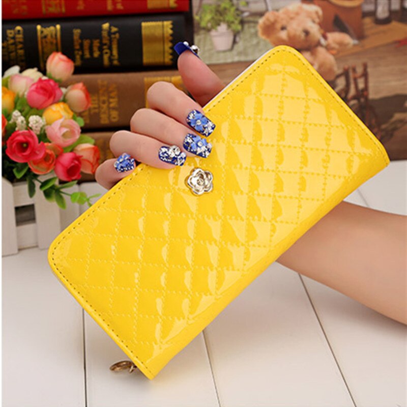 Frauen brieftasche langen Crown damen handy tasche damen pu kupplung tasche stern mit der hand strap bag mehrere farbe 578: B yellow flower 578