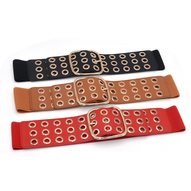 Cinturones elásticos de corsé con hebilla cuadrada para mujer, cinturones anchos para abrigo de vestido, pretina femenina que combina con todo