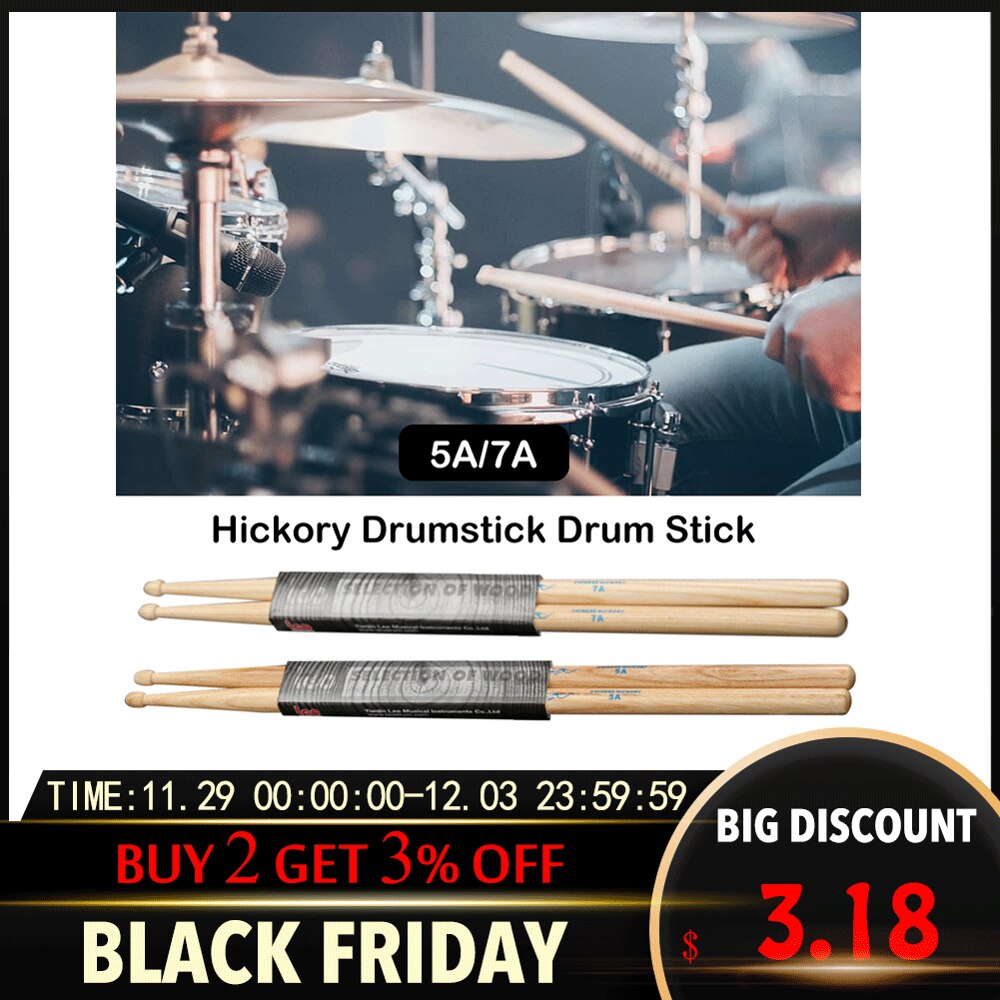 1 Paar Professionele Drum Sticks 5A Hickory Walnoot Hout 5A Drumsticks 7A Muziekinstrumenten Drum Sticks