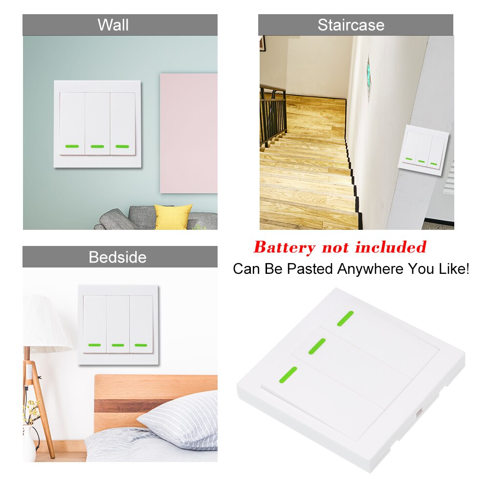 1/ 2/ 3 Gang 86 Type Switch Panel 433MHz Wireless RF Remote Control Transmitter Push Button Wall Light Switch Remote Controller