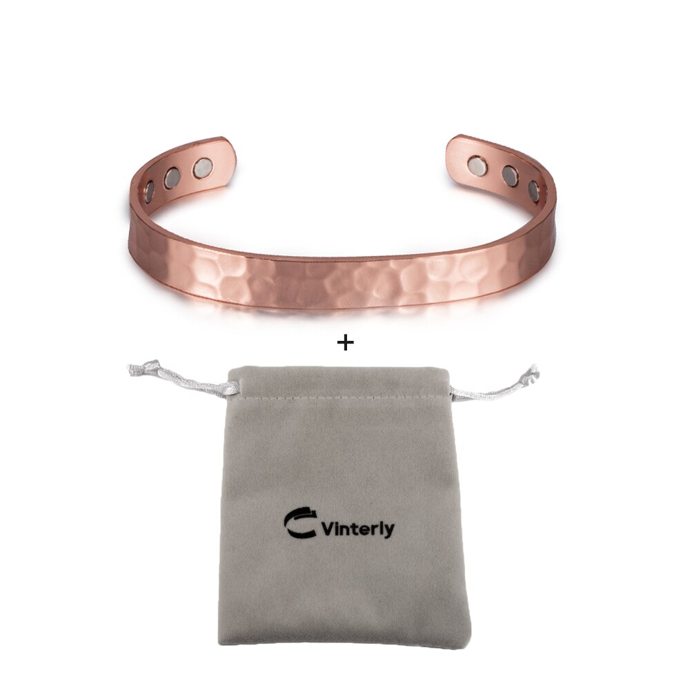 Vinterly-Pulseras y brazaletes magnéticos de cobre para hombres y mujeres, brazalete ajustable, Dijes, Pulsera de energía para la salud, artritis: CB004 with bag