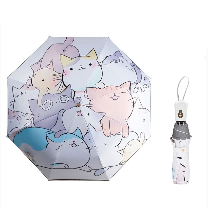 Cute Umbrella Women Cats Automatic Folding Umbrellas Rain Women Kids Umbrella Brand Anti UV Parasol Umbrella UPF50+: Default Title