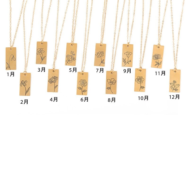 Rinhoo personalità mese compleanno fiore collane oro margherita rosa fiore ciondolo collana donna uomo compleanno festa gioielli regalo