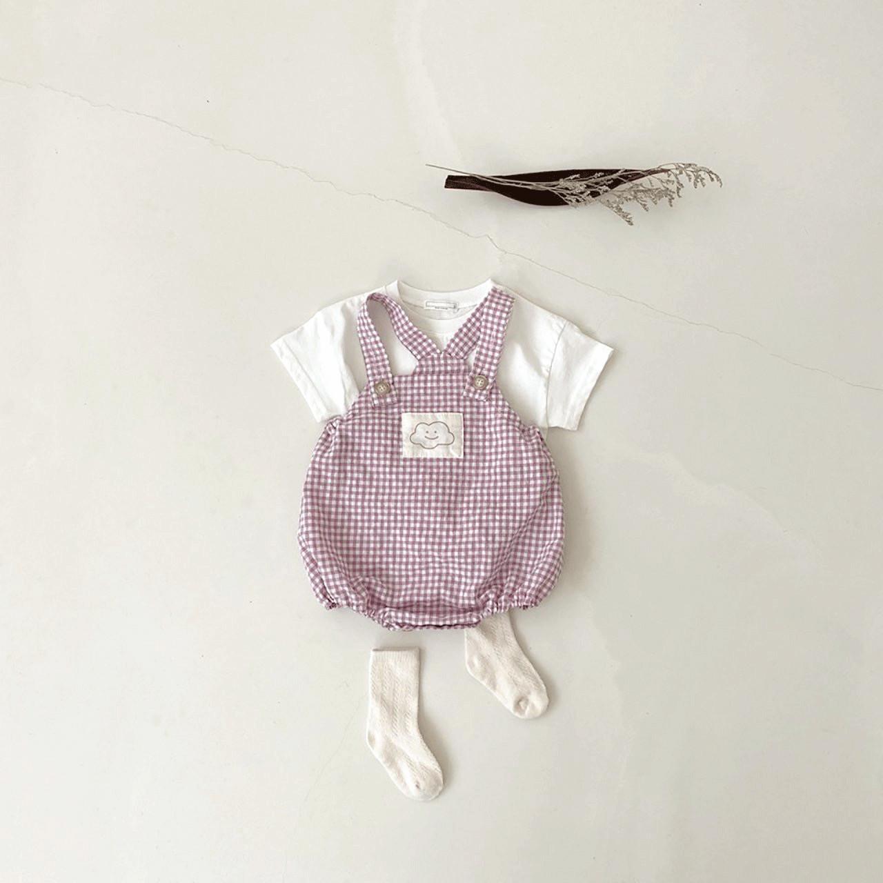 Vêtements pour -né, pantalon à bretelles pour bébé, à carreaux, pour garçon et fille, pour été, 7891,: pink purple / 90cm
