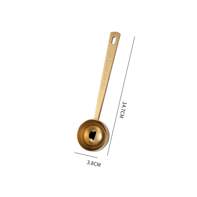 Cuchara medidora dorada de acero inoxidable para leche en polvo, cuchara multifunción para té y café con mango largo, de plata, 15/30ML: Gold S