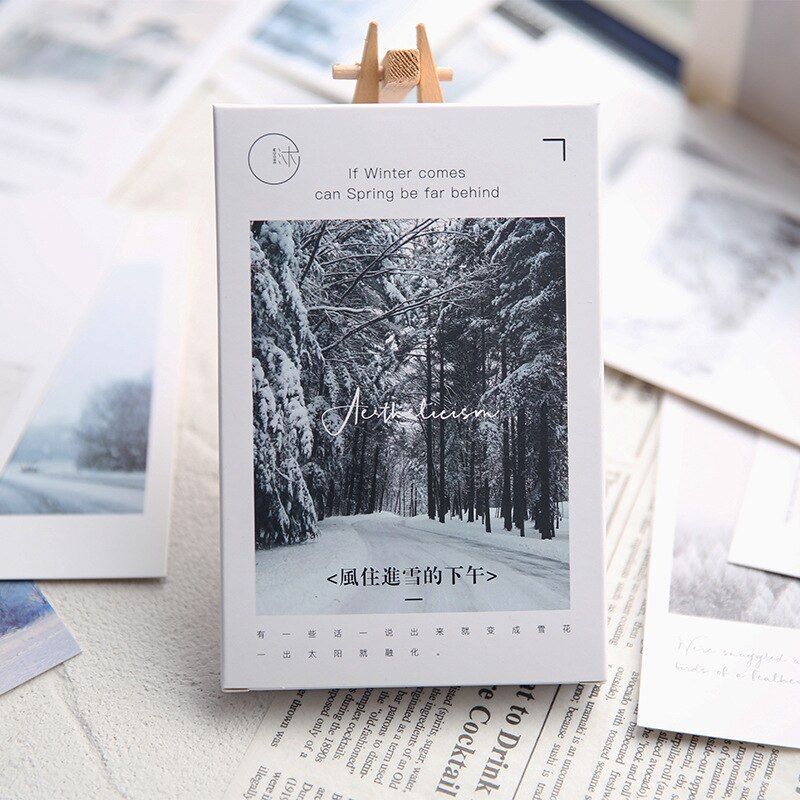 30 Sheets/Set Winter Romantische Sneeuw Landschap Postkaart Ins Stijl Wenskaarten Kaart Boodschap Kaart