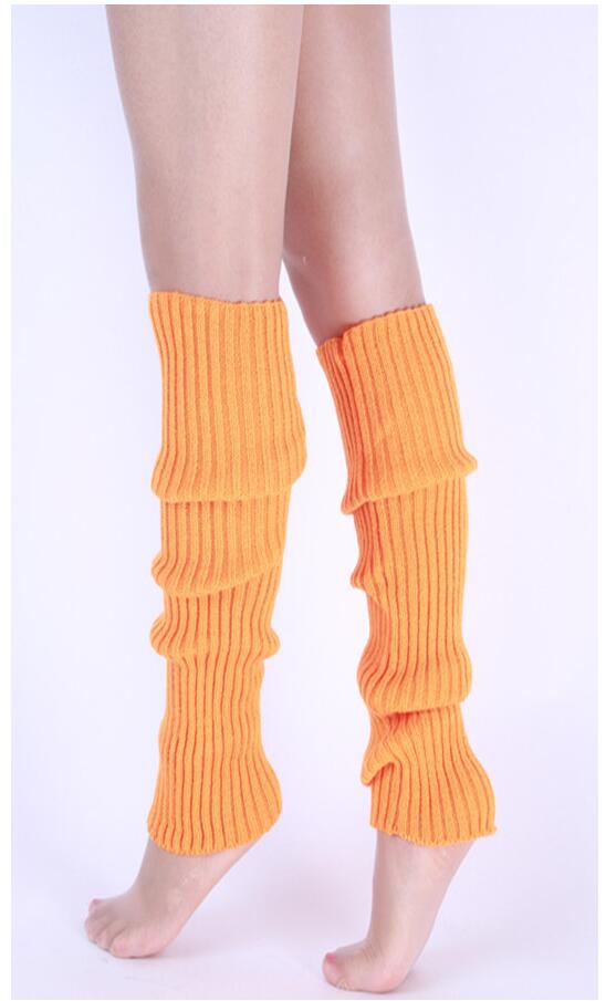 Kvinder benvarmere solide benvarmere slik farvehæklet strikket lange benvarmere knæhøje varme støvlesokker kvinder: Orange