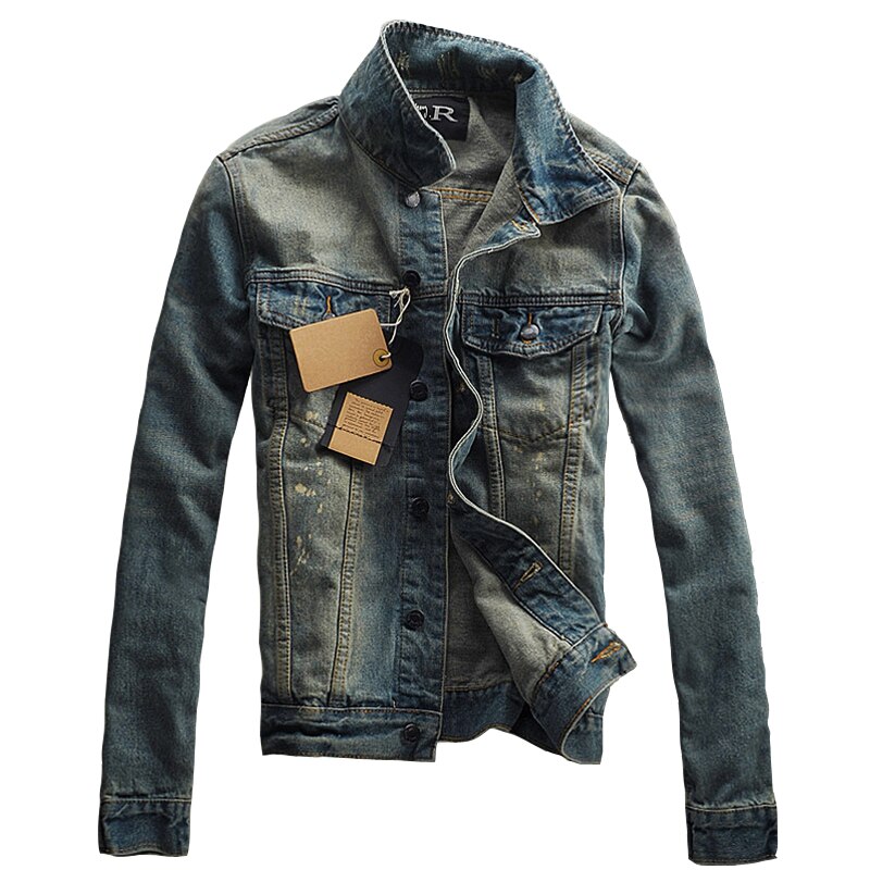 Denim Bomberjack Mannelijke Solid Slim Casual Mannen Katoen Dunne Korte Turn-Down Kraag Kleding: S