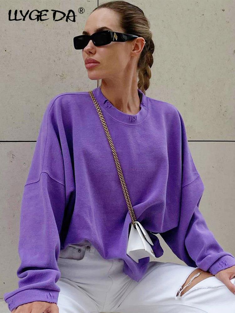 Haut effiloché à manches longues pour femme, pantalon de sport surdimensionné, pull-over, sweat-shirt, ensemble de 2 pièces, pantalon décontracté, survêtement, printemps, 2022