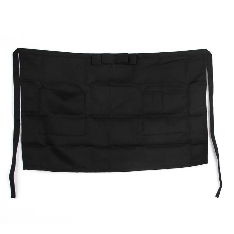 Delantal de media cintura para Bar, Pub, cocina, de algodón, 6 colores, para camarero, camarera: Negro