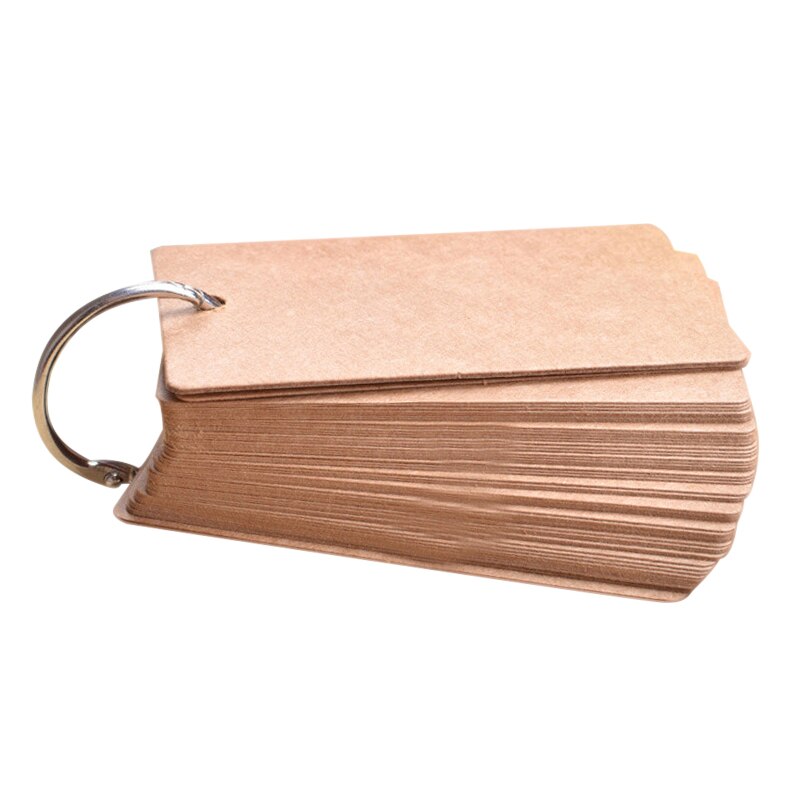 Portable Buckle Binder Notes Flash Cards Memo Pads DIY Blank Card Stationery TP899: Brown