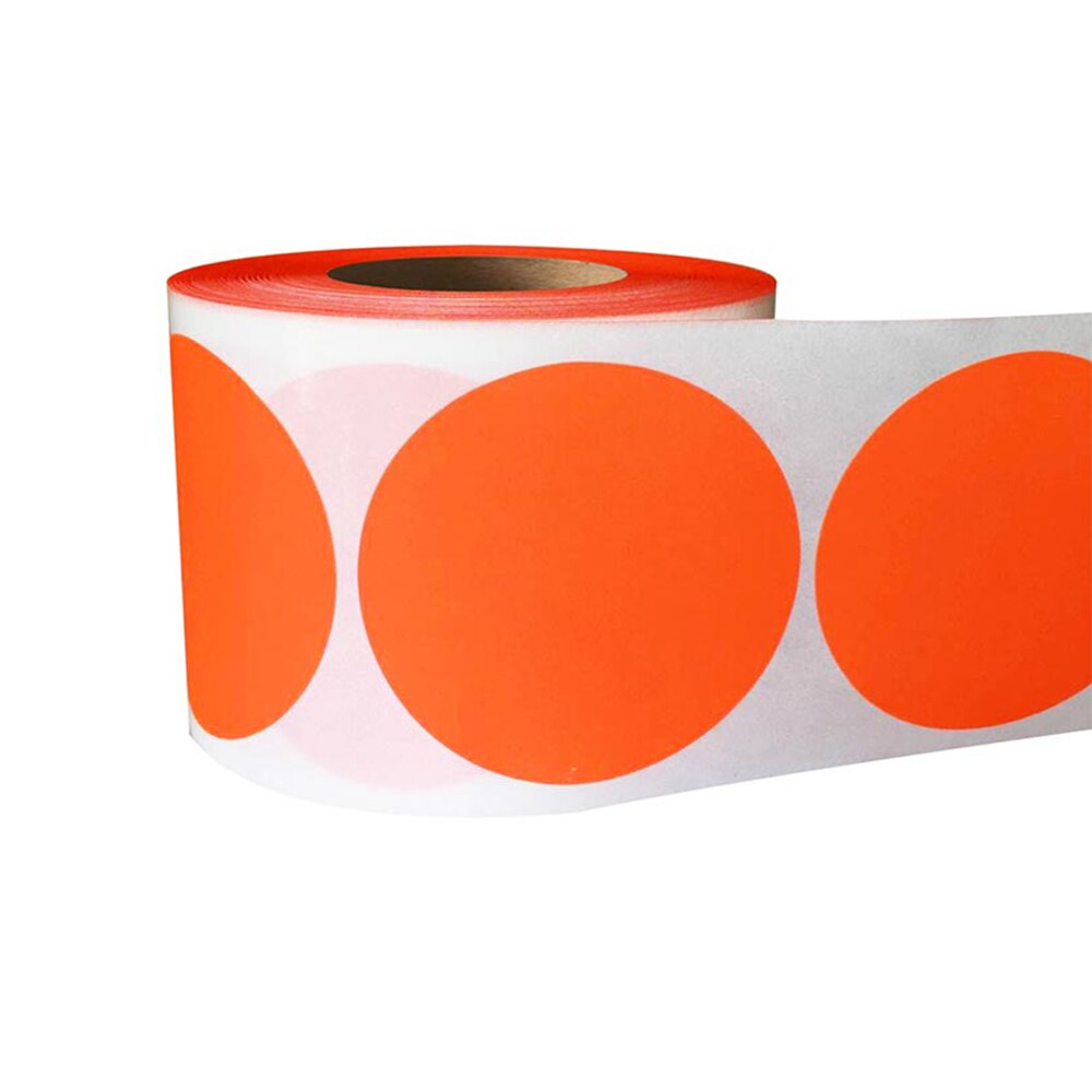 1.5 Orange Red Inch Round Permanent Color-Code Dot Stickers, 500 per Roll