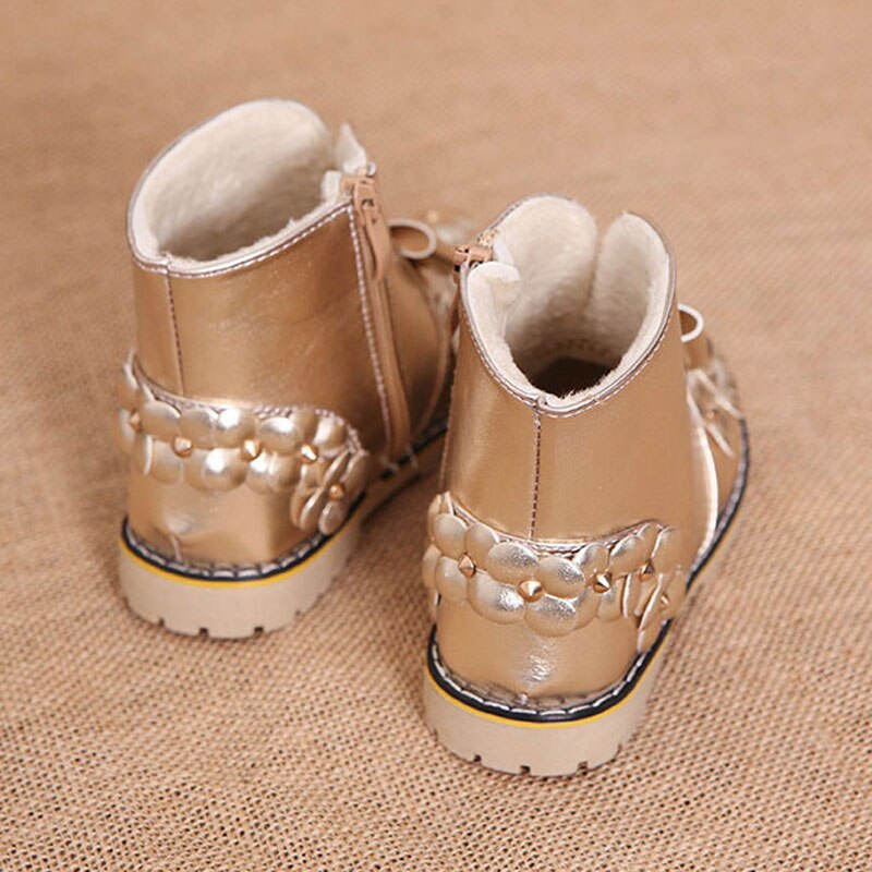 Herbst-Winter-kinderstiefel, wasserdichte pu-stiefel für mädchen, 3-8t flache freundlicher-schneestiefel, warme mädchenschuhe