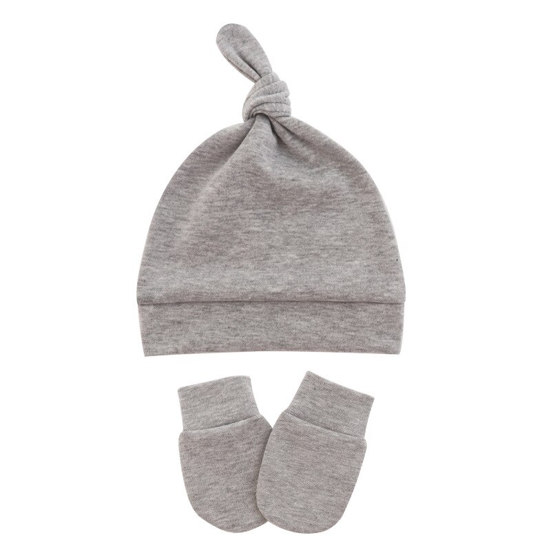 Chapeau de -né avec gants, Bonnet en coton, pour filles et garçons, accessoires pour nourrissons et tout-petits: 8