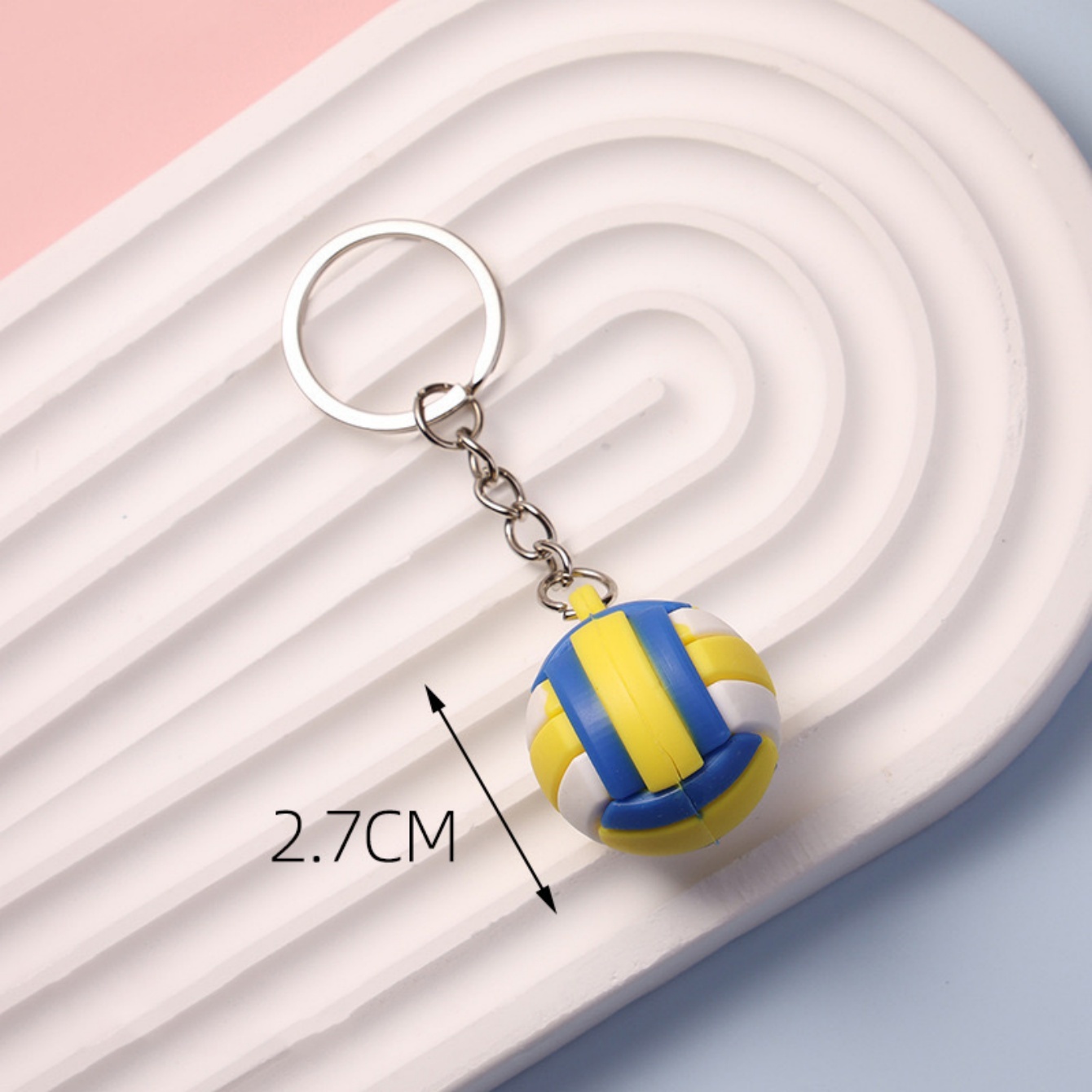 Simulation Football basket-ball volley-ball Tennis Rugby porte-clés PVC Mini porte-clés sac à dos pendentif voiture accessoires: YELLOW