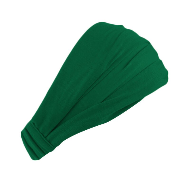 Stretchy dame bomuld hårbånd pandebånd kvinders pandebånd wrap hovedtørklæde kasket 2 in1 bandana turban hårtilbehør til piger: Grøn