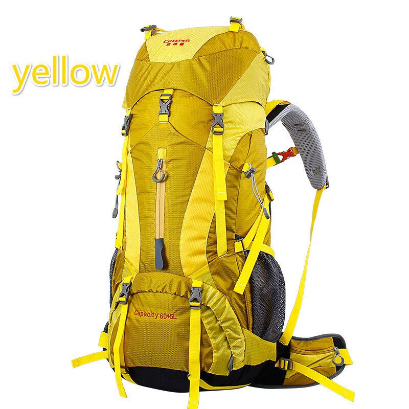 Creeper Impermeabile Professionale di Trasporto libero Zaino Telaio Interno Arrampicata Campeggio Trekking Zaino Alpinismo Bag 60 + 5L: Yellow