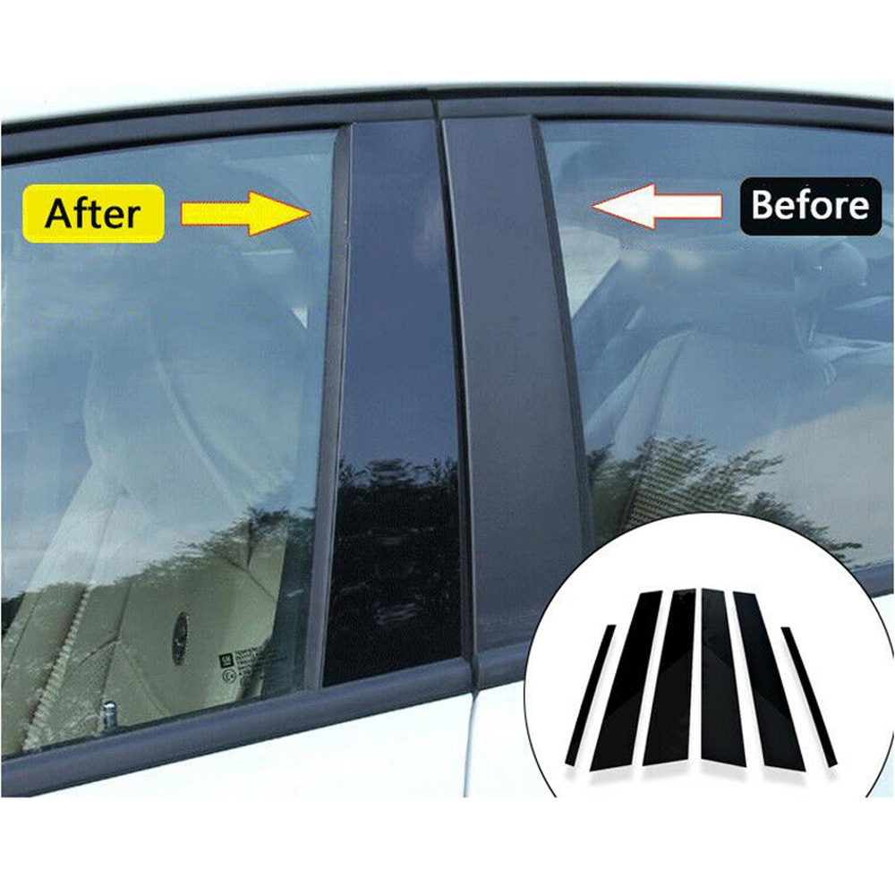 6 stuks autostijlstijl deurbekleding zwarte plastic strip stickerset voor mazda