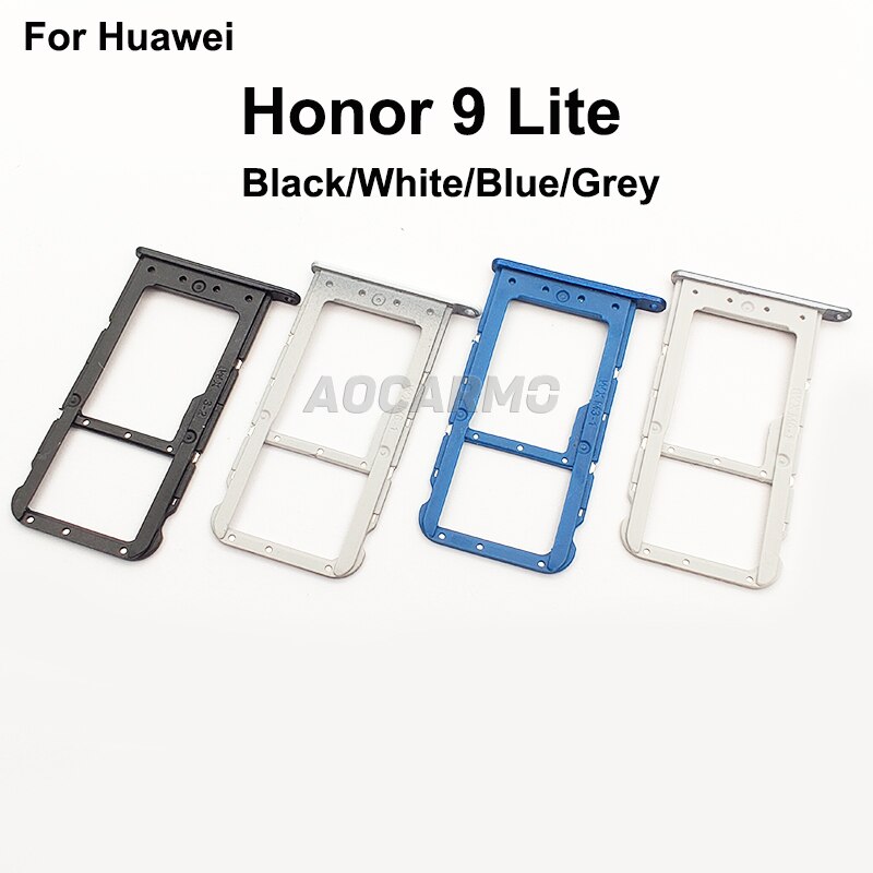 Aocarmo czarny/niebieski/szary/biały dla Huawei Honor 9 Lite SD uchwyt MicroSD Nano gniazdo karty Sim