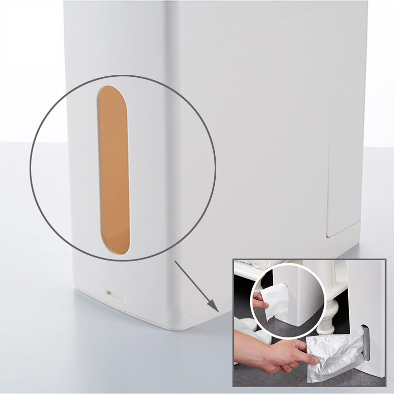Cubo de basura de plástico con cepillo para el baño, Herramientas de limpieza del hogar, para la cocina, estrecho